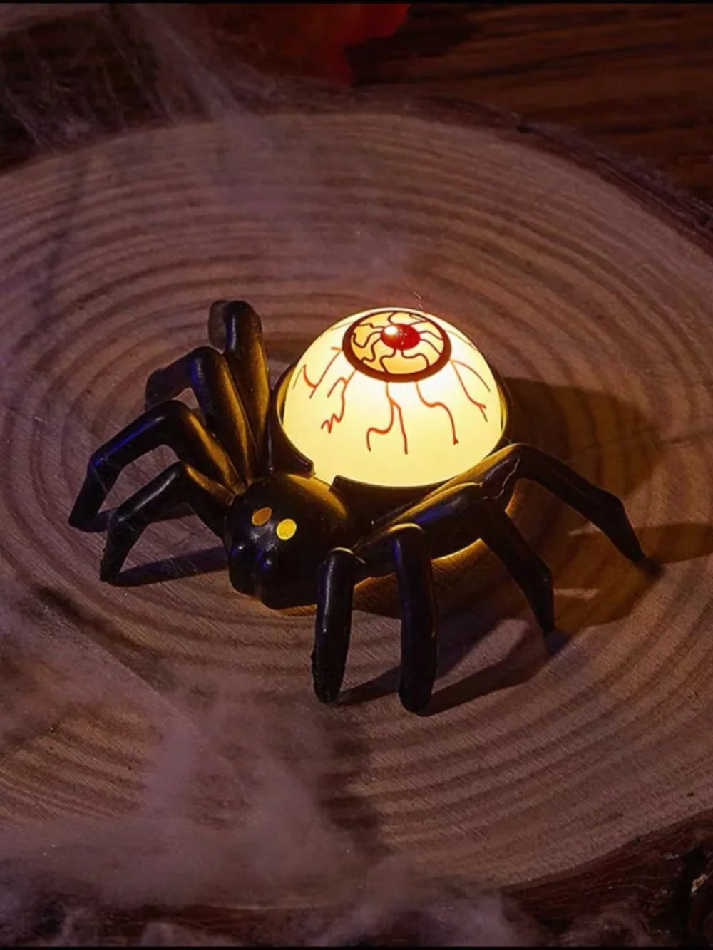 3 Pack Creepy Eyeball Spider Tea Lights, Halloween Indoor Decor Lamps